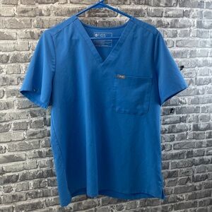 Figs Classic Blue V-Neck Scrub Top‎